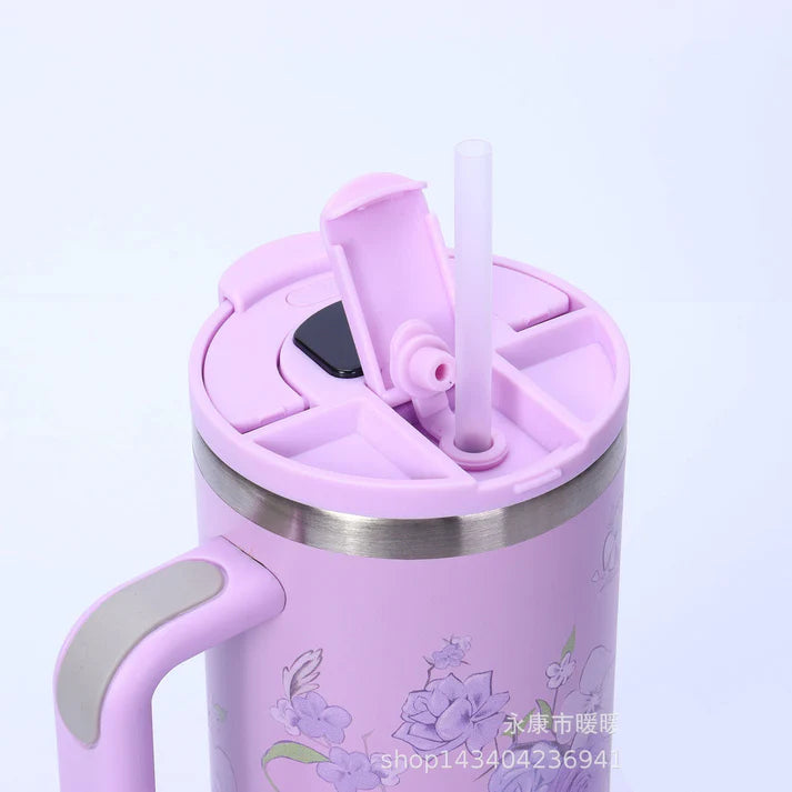 Hot & Cold Tumbler with Digital Temperature Display 1.18L / 40 OZ - Insulated Stainless Steel with Handle & Straw | BPA-Free
