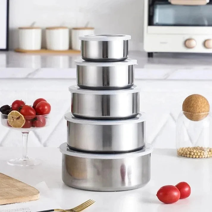 Stainless Steel Bowls (Pack of 5) | Food Storage, Cooking & Serving Bowls | Durable & Rust-Resistant Kitchen Set