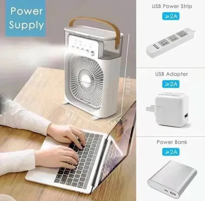 Portable Air Cooler Desk Fan with Water Spray – USB Mini Air Conditioner - Premium Quality